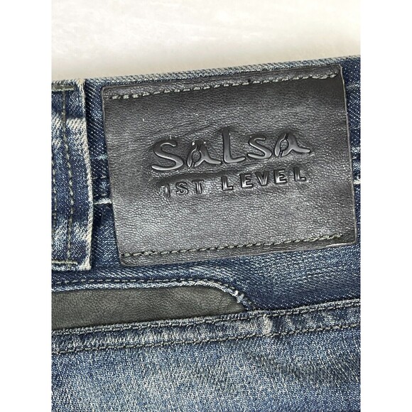 Salsa 1st Level Jeans Mens Size 31 Distressed Mix Media Blue Denim - Picture 8 of 16